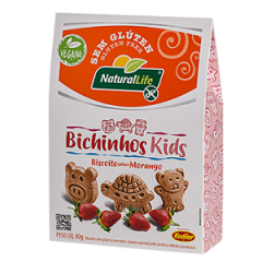 BISCOITO NATURALLIFE BICHINHOS KIDS MORANGO 80G